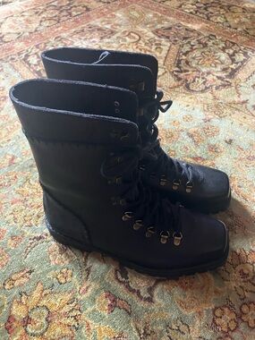 NWOT Rover Black Lace-Up Leather Combat Boots